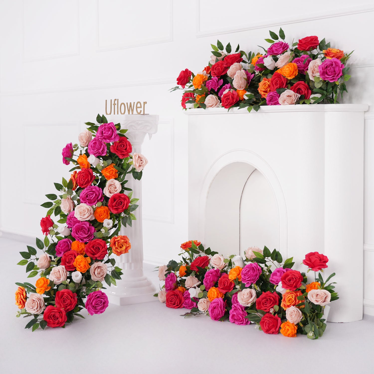 Uflower Colored Sofa Table Runner Floor Flower Arrangement